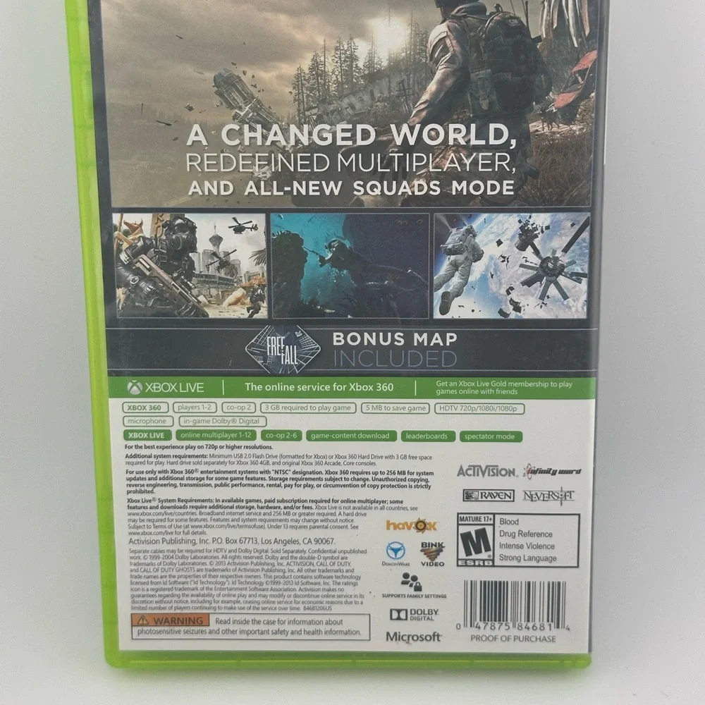 Microsoft Xbox 360 Call of Duty Ghosts Black and Green